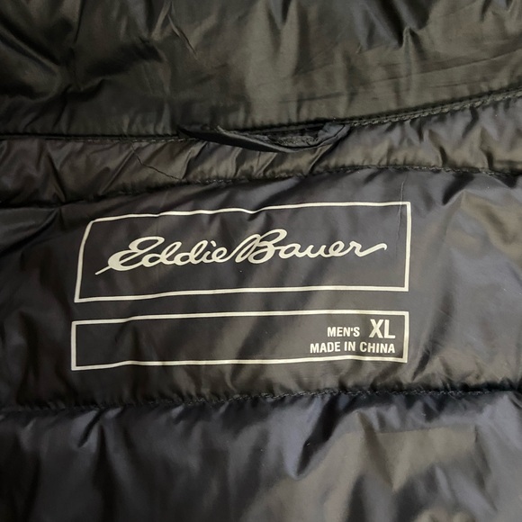 Eddie Bauer Sz XL Black Down Puffer Men’s Full Zip Jacket - Picture 3 of 11
